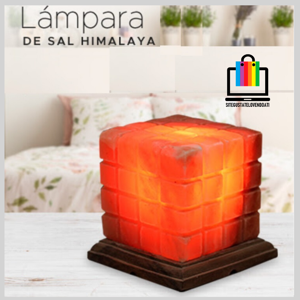 Lámpara Sal Rosa Himalaya forma Cubo – Sitegustatelovendoati